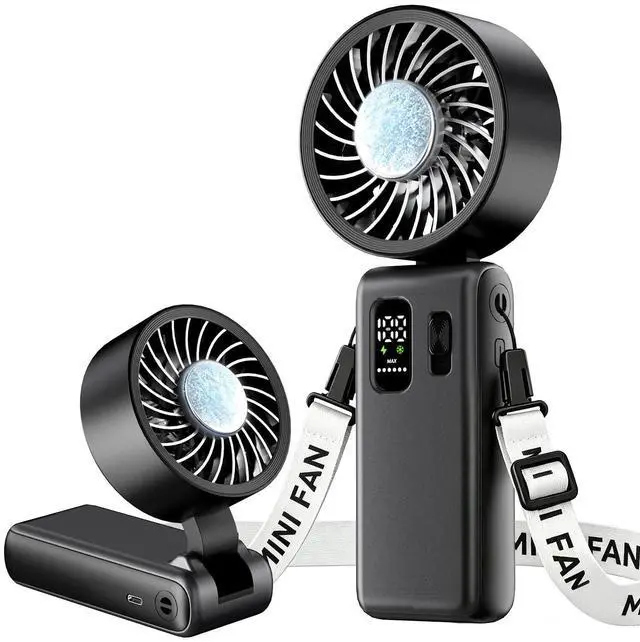 Main image of 3-in-1 Portable Handheld Fan, personal fans portable rechargeable,6000mAh High-Speed Turbo Handheld Fan,100 Speeds Stepless Adjustment Mini Personal Desk Fan for Travel, Camping, Outdoor, Black