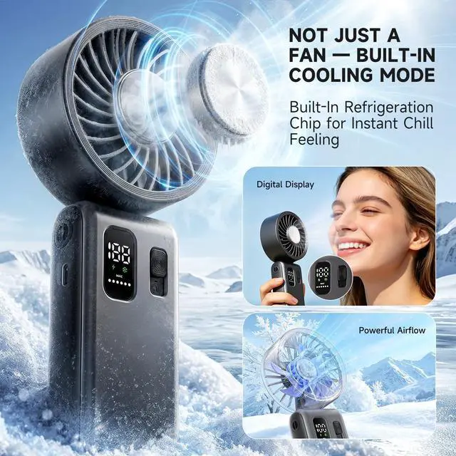 Alt view image 3 of 7 - 3-in-1 Portable Handheld Fan, personal fans portable rechargeable,6000mAh High-Speed Turbo Handheld Fan,100 Speeds Stepless Adjustment Mini Personal Desk Fan for Travel, Camping, Outdoor, Black