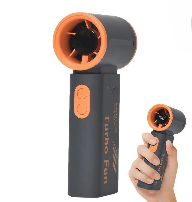 Main image of Portable Handheld Turbo Fan Rechargeable - 3000mAh Mini Personal Fan, 20H Max Cooling Time, 5-Speed Wind, Small Pocket Fan for Travel, Outdoor, Beach Vacation, Office & Camping (Black)