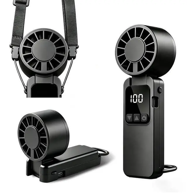 Main image of Portable Handheld Turbo Fan, 6000mAh Rechargeable Handheld Fan,1-199speeds Powerful Battery Operated LED Screen Foldable Design, Essential For Outdoor Camping/Office/Travel/Women (black)