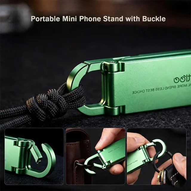Alt view image 2 of 6 - Portable Foldable Pocket Phone Stand with Keychain for Desk Travel(Green)