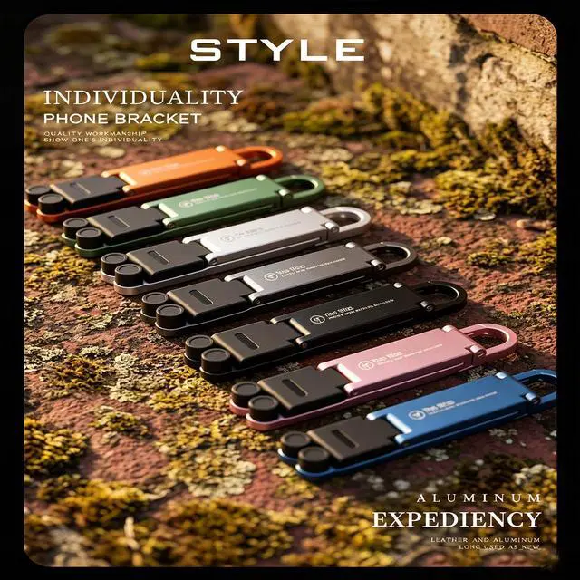 Alt view image 6 of 6 - Portable Foldable Pocket Phone Stand with Keychain for Desk Travel(Green)