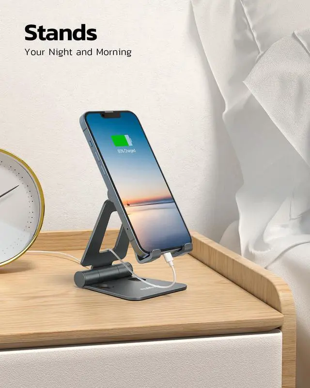 Alt view image 2 of 6 - Full Aluminum Dual Folding Cell Phone Stand for Desk, Gray
