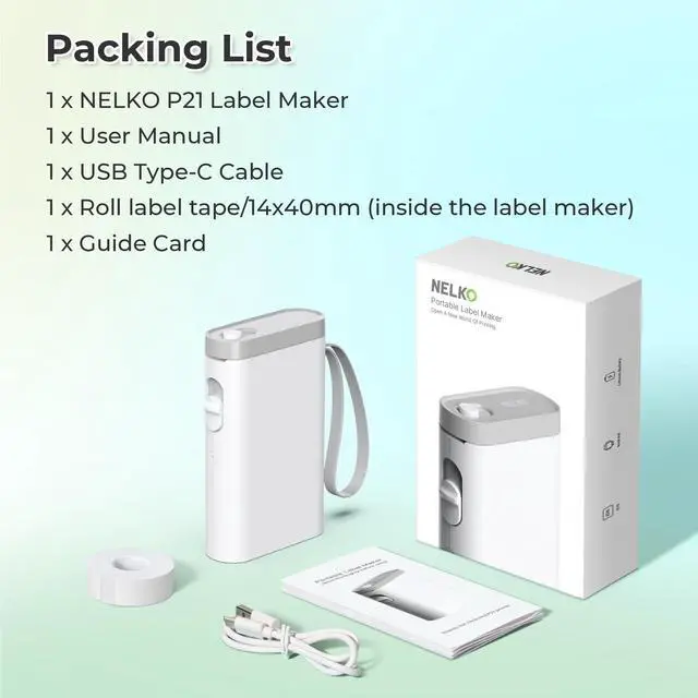 Alt view image 7 of 7 - P21 Label Maker Machine with Tape, Bluetooth Label Printer, White