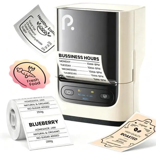 Main image of PM220S Label Maker Machine with Tape, Bluetooth Label Maker, Pearl