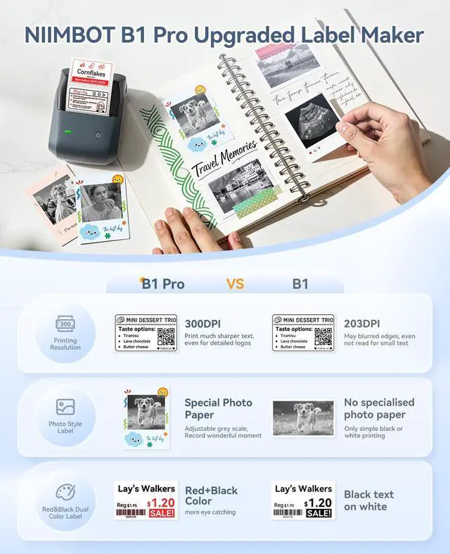 Alt view image 2 of 7 - B1 Pro Label Maker with 1 Label, 300 DPI Thermal Label Printer