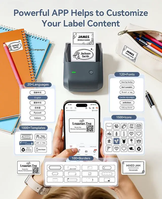 Alt view image 4 of 7 - B1 Pro Label Maker with 1 Label, 300 DPI Thermal Label Printer