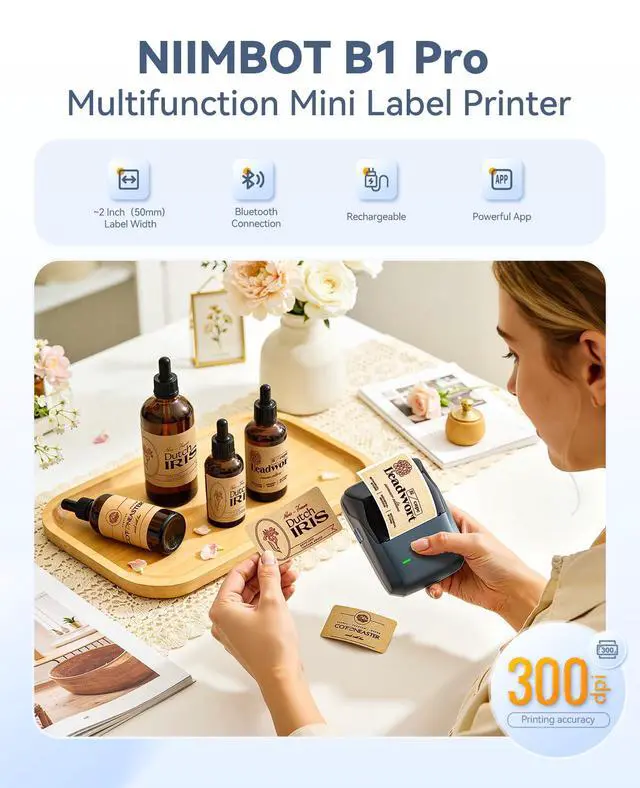 Alt view image 3 of 7 - B1 Pro Label Maker with 1 Label, 300 DPI Thermal Label Printer