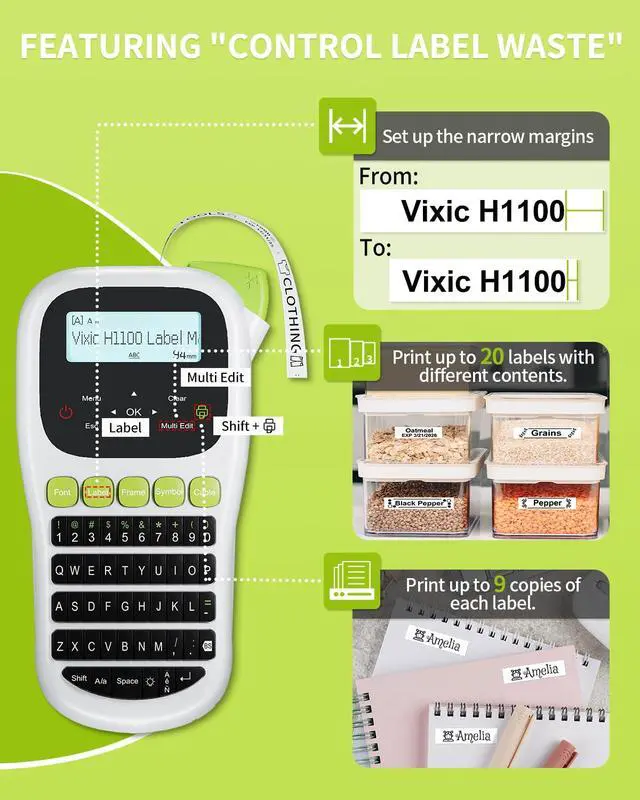 Alt view image 6 of 7 - Label Maker Machine with-Tape, H1100 Label Maker Waterproof-Labels
