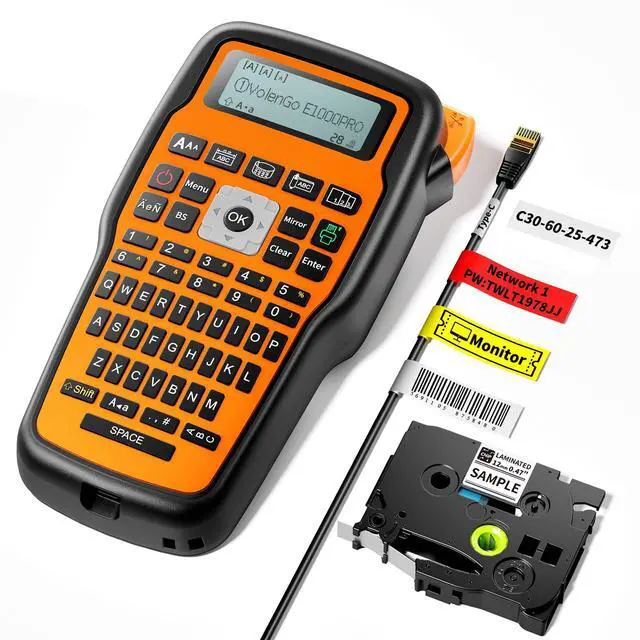 Main image of Label Maker Machine with-Tape, Heat Shrink Label Maker Waterproof-Labels, Wire Cable label Maker, E1000 Labeler Machine with-Tape 12mm Laminated Handheld Labeling Machine for Industrial Office