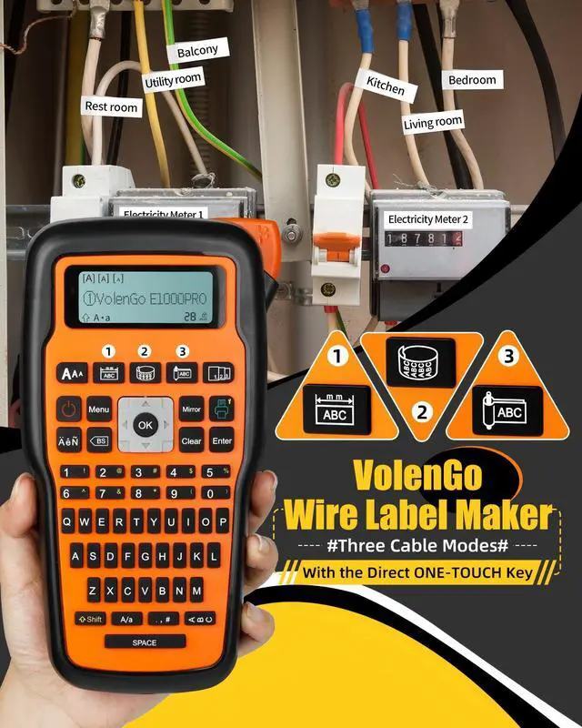 Alt view image 2 of 7 - Label Maker Machine with-Tape, Heat Shrink Label Maker Waterproof-Labels, Wire Cable label Maker, E1000 Labeler Machine with-Tape 12mm Laminated Handheld Labeling Machine for Industrial Office