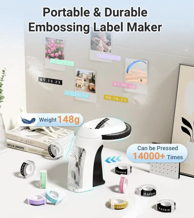 Alt view image 5 of 7 - Embossing Label Maker Machine, Vintage 3D Embossed Label Maker with 10-Roll Color Waterproof Tapes, Retro Manual Embosser for Scrapbook Supplies, Junk Journal Kit, Home Office DIY Crafting
