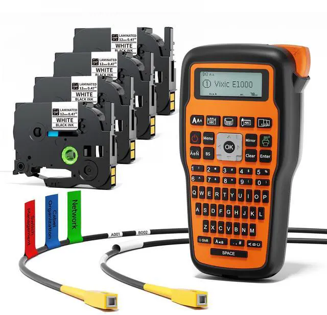 Main image of Label Maker Machine with Tapes, E1000 Industrial Cable Wire Labeler