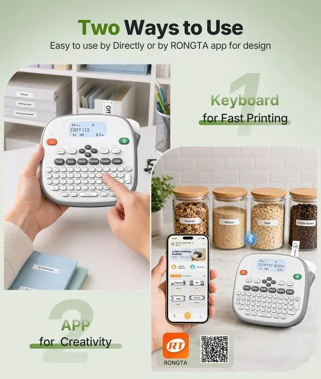 Alt view image 2 of 7 - TD210 Bluetooth Handheld Label Maker Machine with 1 Tape, Portable Label Printer QWERTY Keyboard, for Home, Office, Warehouse Organization