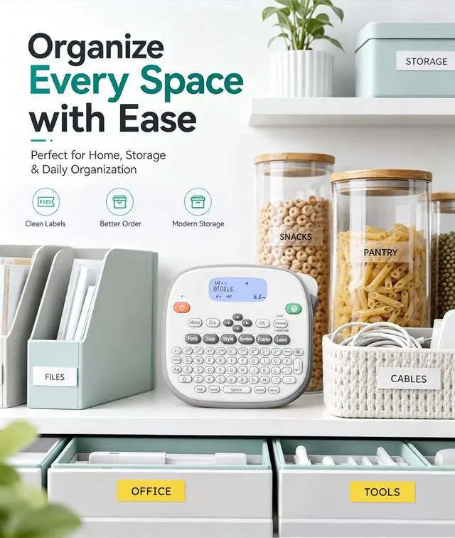 Alt view image 5 of 7 - TD210 Bluetooth Handheld Label Maker Machine with 1 Tape, Portable Label Printer QWERTY Keyboard, for Home, Office, Warehouse Organization
