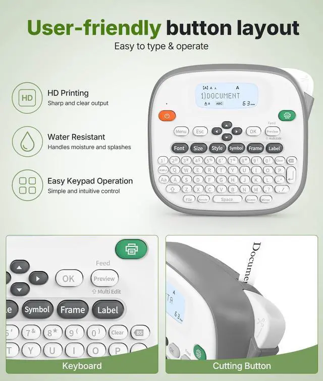 Alt view image 7 of 7 - TD210 Bluetooth Handheld Label Maker Machine with 1 Tape, Portable Label Printer QWERTY Keyboard, for Home, Office, Warehouse Organization