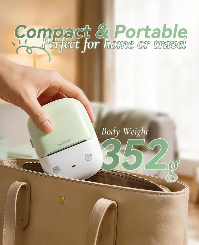 Alt view image 3 of 7 - B2 Label Maker Machine with Tape for Home Office, Green White