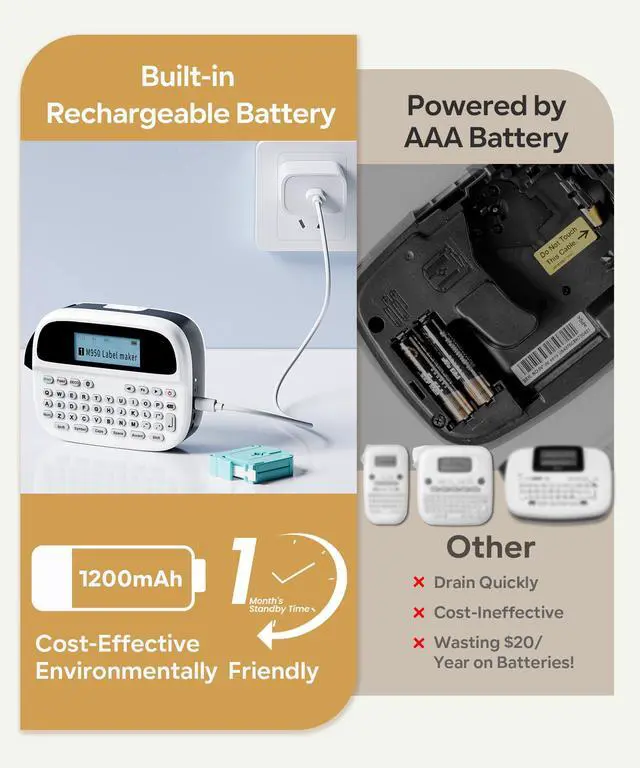 Alt view image 3 of 7 - M950 Label Maker Machine with Tapes, Rechargeable Backlit Label Maker 12mm