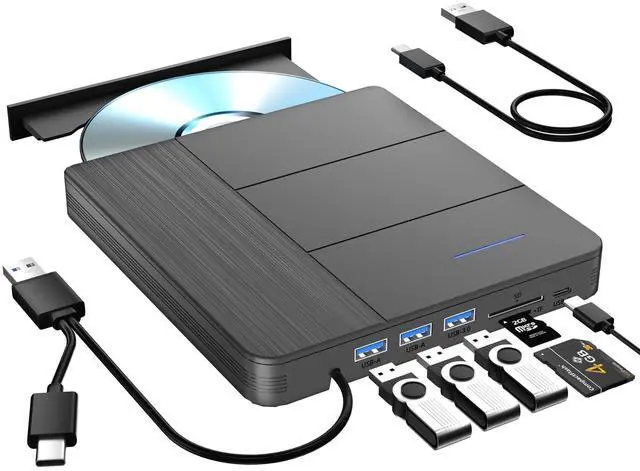 Main image of 7 in 1 External Blu-ray Drive,Support 100G Disc R/W BD DVD CD Player,Portable Burner USB3.0 SD/TF Card Slot for PC Compatible with Windows XP/7/8/10/11 Mac Laptop Desktop