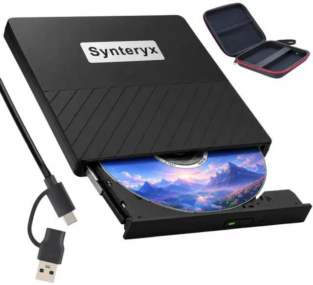 Main image of External Blu-ray Drive, Portable 3D BD-RE Player & DVD Writer for Laptops with USB and USB-C Connectors, CD/DVD +/-RW Burner, Writer, and Player for Laptops, Desktop PCs, Mac, Windows, and Linux OS