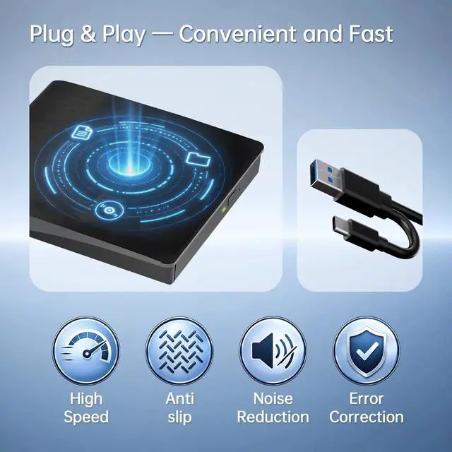 Alt view image 4 of 7 - External Blu Ray Drive Support Read/Burn, 3D Blu Ray Burner for PC