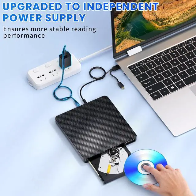 Alt view image 4 of 7 - External Blu ray Drives Player Read Compatible Bluray Burner USB 3.0 / Type-C BD Read DVD CD Burner Blu ray Player for pc, Windows 7-11Black