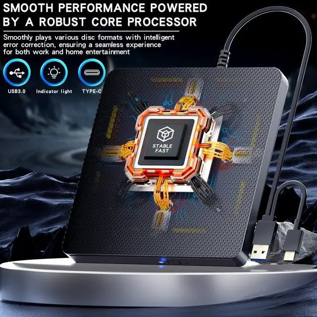 Alt view image 6 of 7 - External Blu ray Drives Player Read Compatible Bluray Burner USB 3.0 / Type-C BD Read DVD CD Burner Blu ray Player for pc, Windows 7-11Black