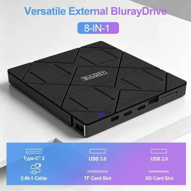 Alt view image 7 of 7 - External blu ray Drive,8-in-1External blueray/DVD Drive for pc