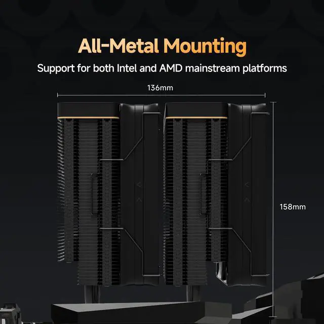 Alt view image 6 of 7 - Iota A62 AM5 Air CPU Cooler with Digital Display for High Performance Build