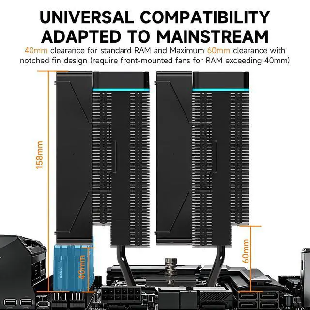 Alt view image 6 of 7 - IX20 ARGB Air Cooling Fan Twin Tower CPU Cooler, Black