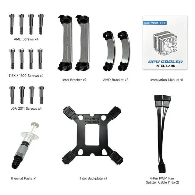 Alt view image 7 of 7 - IX20 ARGB Air Cooling Fan Twin Tower CPU Cooler, Black