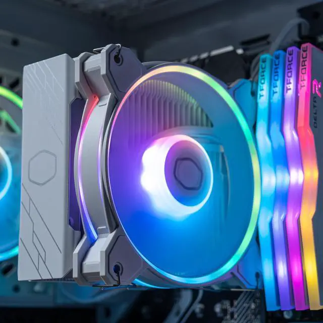 Alt view image 2 of 7 - Hyper 212 Halo CPU Air Cooler - Pure White Aluminium Finish, 4 Continuous Direct Contact Heat Pipes with Fins, MF120 Halo2 ARGB Fan, ARGB Auto Detect, LGA1700 & AM5 Brackets - White