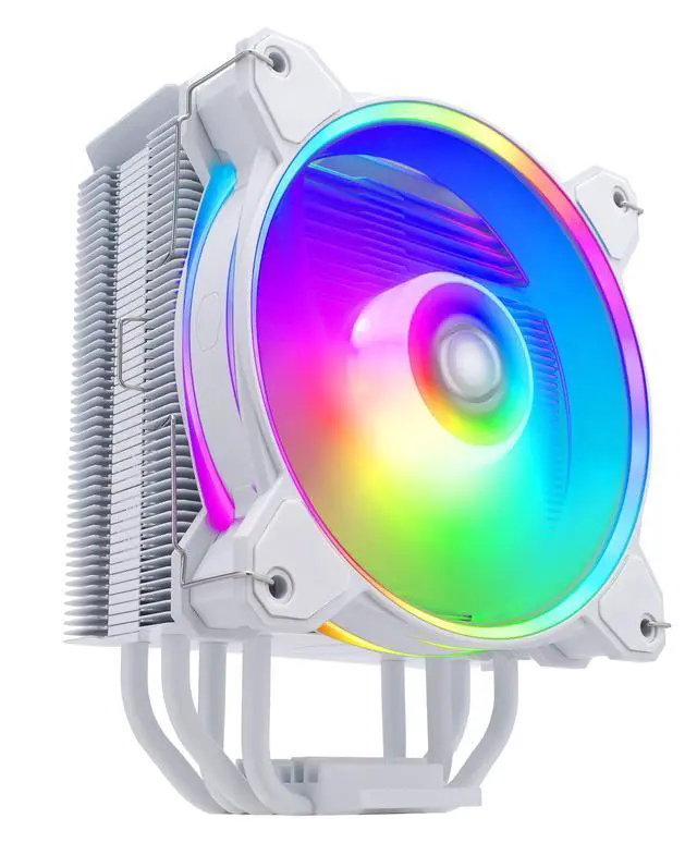 Alt view image 4 of 7 - Hyper 212 Halo CPU Air Cooler - Pure White Aluminium Finish, 4 Continuous Direct Contact Heat Pipes with Fins, MF120 Halo2 ARGB Fan, ARGB Auto Detect, LGA1700 & AM5 Brackets - White