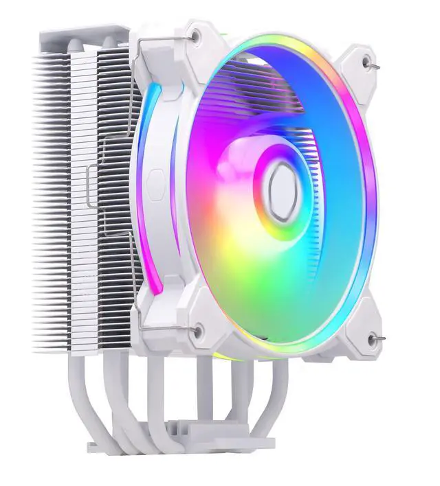 Alt view image 3 of 7 - Hyper 212 Halo CPU Air Cooler - Pure White Aluminium Finish, 4 Continuous Direct Contact Heat Pipes with Fins, MF120 Halo2 ARGB Fan, ARGB Auto Detect, LGA1700 & AM5 Brackets - White