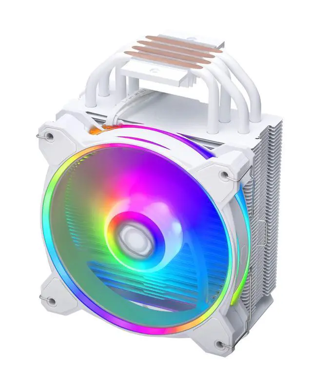Alt view image 6 of 7 - Hyper 212 Halo CPU Air Cooler - Pure White Aluminium Finish, 4 Continuous Direct Contact Heat Pipes with Fins, MF120 Halo2 ARGB Fan, ARGB Auto Detect, LGA1700 & AM5 Brackets - White