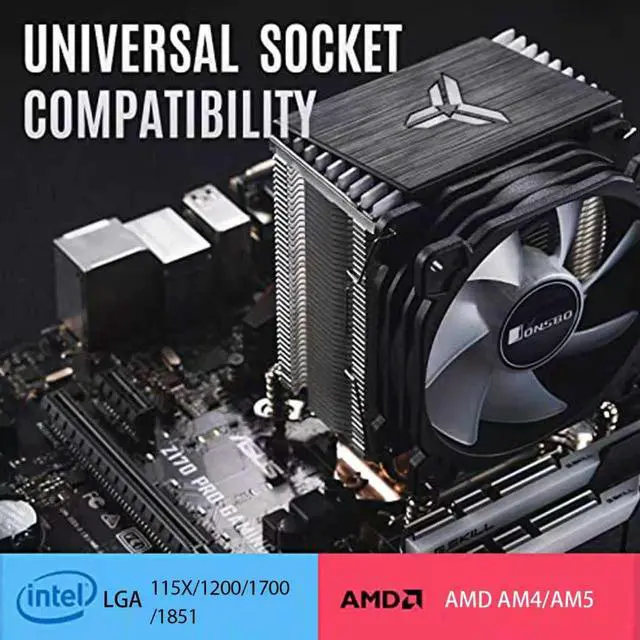 Alt view image 2 of 7 - CR1400 RGB CPU Air Cooler, 92mm PWM CPU Cooler with 4 Heat Pipes, Removable Computer PC Fans Easy to Install, Quiet Rainbow RGB Cooling Fan for Intel LGA 1851/1700/1200/115X, AMD AM4 AM5, Black