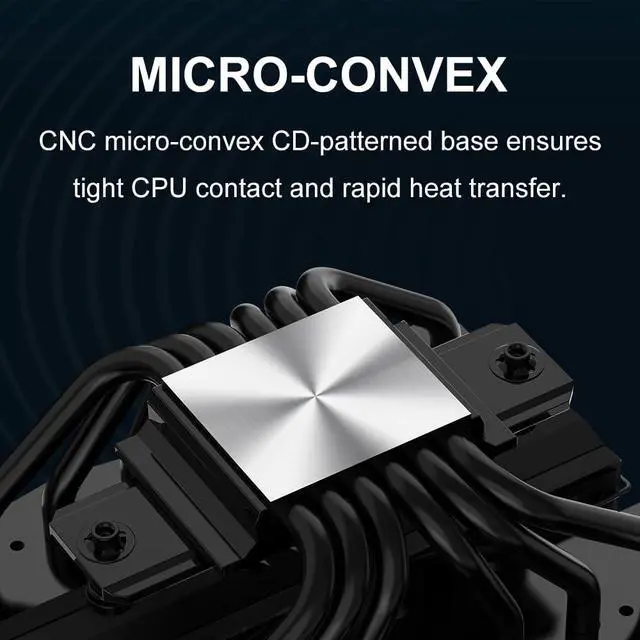Alt view image 5 of 7 - A60B Dual Tower CPU Air Cooler, 265W TDP, 6 Heat Pipes PC Cooler Black