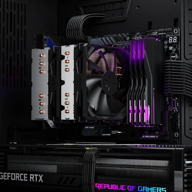 Alt view image 6 of 7 - CPU Air Cooler with 6 Heat Pipes,Dual 120mm Fan CPU Cooler 1600rmp,CPU Cooler AMD AM5/AM4/AM3 Series,CPU Air Cooler Compatible with Intel LGA 1851/1700/1150/1155/1156/2011/2066(X79/X99)