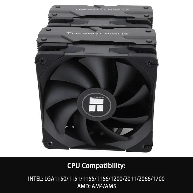Alt view image 3 of 6 - Peerless Assassin 120 Black CPU Air Cooler, 6 Heat Pipes,TL-C12B PWM Fan, Aluminium Heatsink Cover, AGHP Technology, for AMD AM4/AM5/Intel LGA 1700/115X/1851/1200/2066/2011 PA120 Black