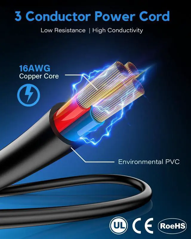 Alt view image 3 of 7 - Universal Laptop Power Cord, 16AWG, NEMA 5-15P to IEC C5, 3-Prong AC Cable, 10A 125V (6FT)