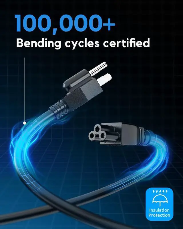 Alt view image 6 of 7 - Universal Laptop Power Cord, 16AWG, NEMA 5-15P to IEC C5, 3-Prong AC Cable, 10A 125V (6FT)