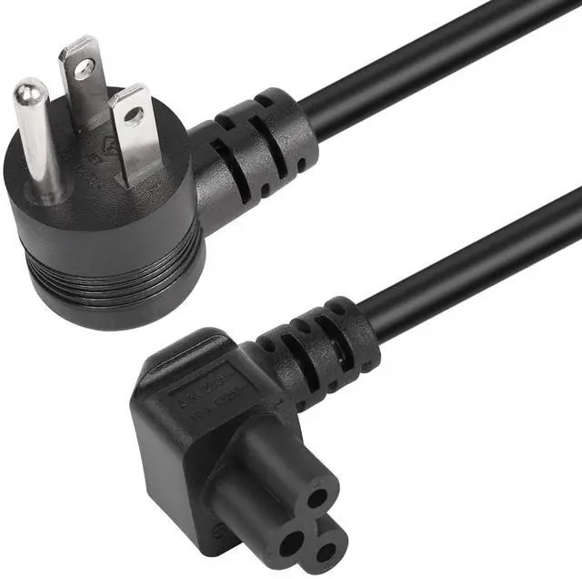 Main image of 4.9Ft 90 Degrees 3 Prong AC to IEC320 C5 Power Cord,18AWG 100V~250V Up Angle NEMA 5-15P to Down Angle 3-Slot Mickey Mouse Universal Power Cable for Notebook Computers, TV, Monitors