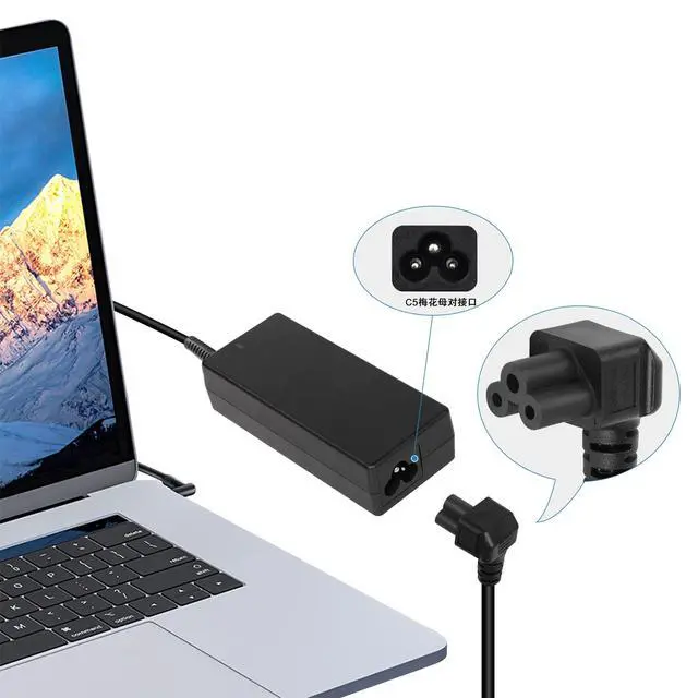 Alt view image 5 of 7 - 4.9Ft 90 Degrees 3 Prong AC to IEC320 C5 Power Cord,18AWG 100V~250V Up Angle NEMA 5-15P to Down Angle 3-Slot Mickey Mouse Universal Power Cable for Notebook Computers, TV, Monitors