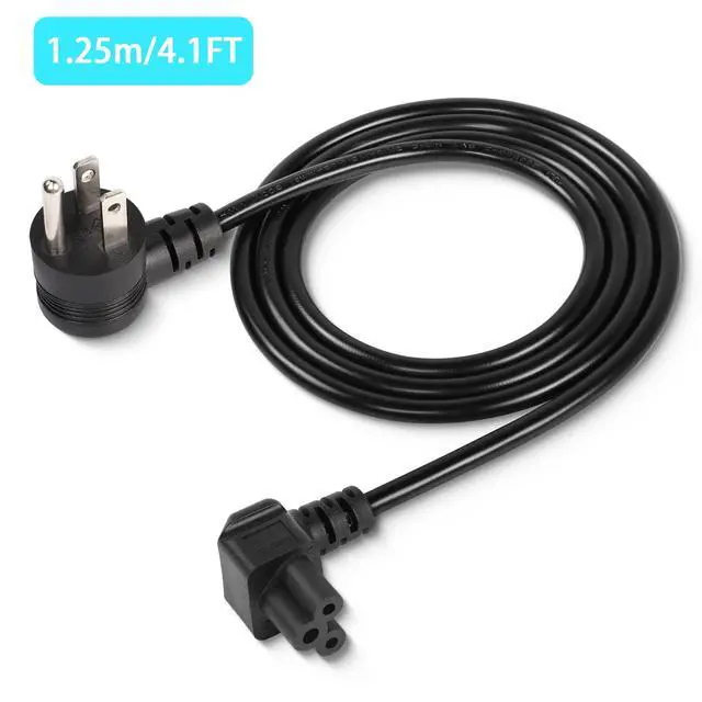 Alt view image 2 of 7 - 4.9Ft 90 Degrees 3 Prong AC to IEC320 C5 Power Cord,18AWG 100V~250V Up Angle NEMA 5-15P to Down Angle 3-Slot Mickey Mouse Universal Power Cable for Notebook Computers, TV, Monitors