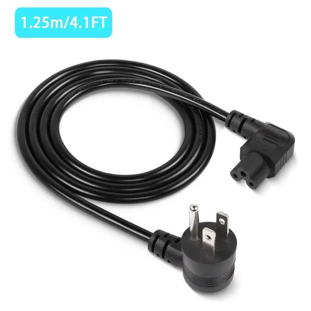 Alt view image 2 of 7 - 90 Degrees 3 Prong AC to IEC320 C5 Power Cord,10A 125V Down Angle NEMA 5-15P to 3-Slot Mickey Mouse Universal Power Cable for Notebook Computers, TV, Monitors-4.9Ft (Black-Right C5)