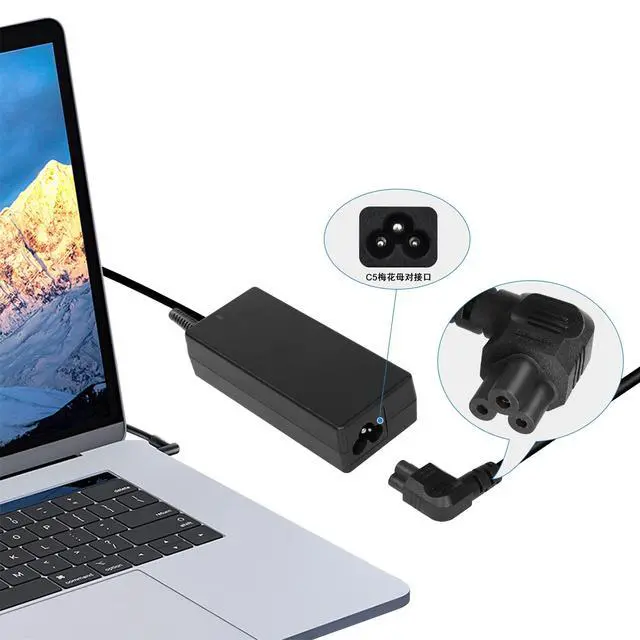 Alt view image 5 of 7 - 90 Degrees 3 Prong AC to IEC320 C5 Power Cord,10A 125V Down Angle NEMA 5-15P to 3-Slot Mickey Mouse Universal Power Cable for Notebook Computers, TV, Monitors-4.9Ft (Black-Right C5)