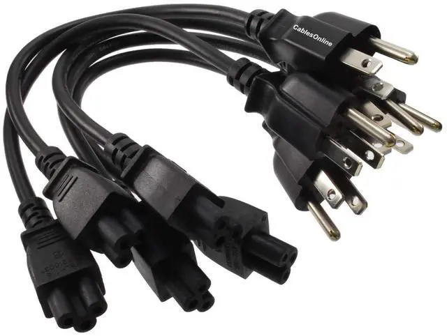 Main image of 5-Pack 1ft 3-Prong Laptop/Notebook Short AC Power Cable, NEMA 5-15P to IEC-60320-C5 Plugs, PC-10801-5