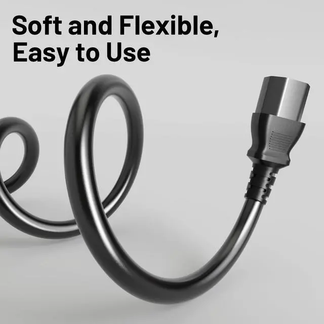 Alt view image 5 of 7 - Universal 3ft(0.93m) Power Cord, 3-Prong Pure Copper ETL, Black