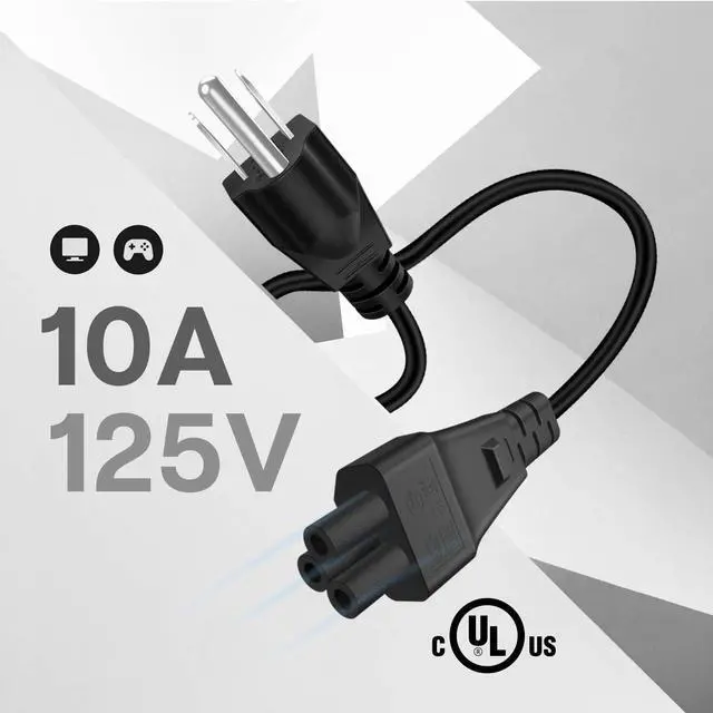 Alt view image 2 of 6 - 3 Prong AC Laptop Power Cord, IEC C5 to NEMA 5-15P, 6FT Cable