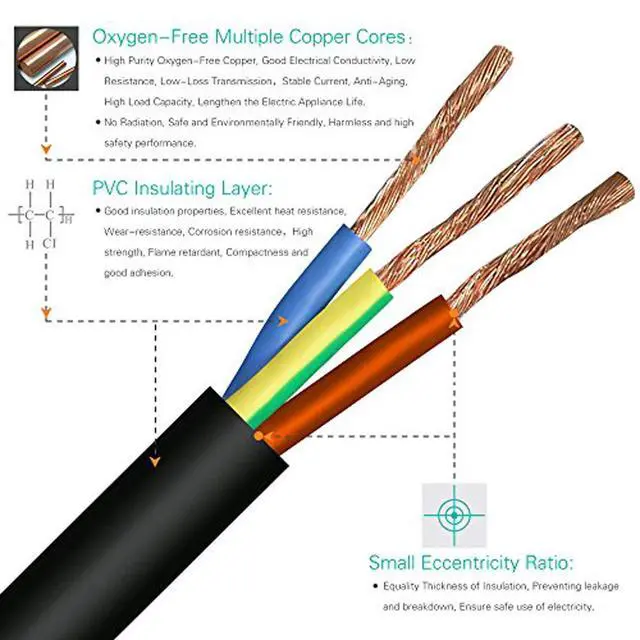 Alt view image 3 of 5 - 3 Prong AC Laptop Power Cord 6 Feet Universal Power Cable for Dell HP LG Lenovo Asus Acer Sony Laptops/Notebooks, Monitors, Printers, Scanners NEMA 5-15P to C5 10A 125V 18AWG Laptop Power Brick Cord